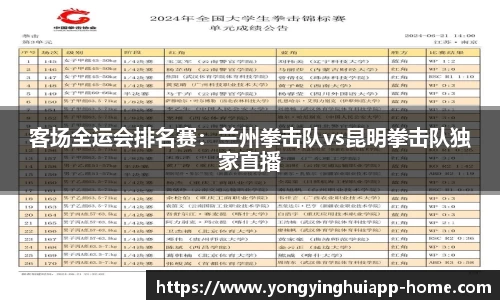 客场全运会排名赛：兰州拳击队vs昆明拳击队独家直播